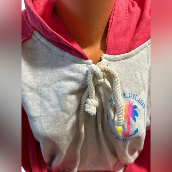 RON JON SURF SHOP NWT Fort Myers Red Pink Gray Hoodie Logo Tassel NEW XL Beach - Picture 5 of 10